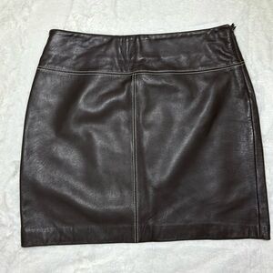 🔥🔥🔥Context Brown 100% Leather Mini Skirt Size 6